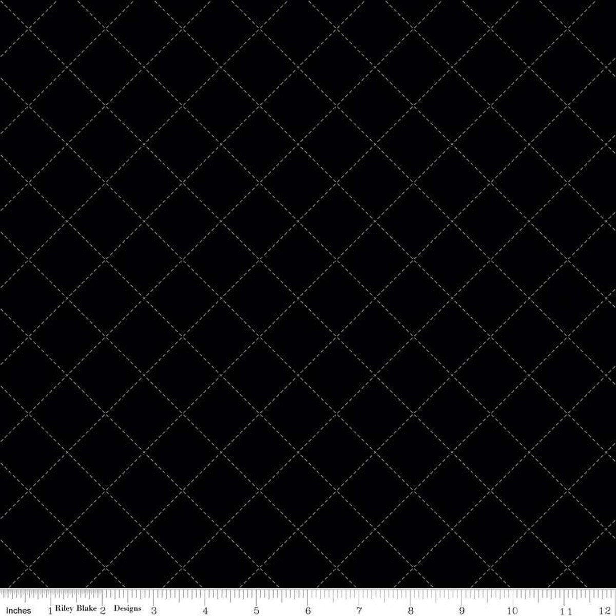 Fabric Riley Blake Black Stitch Blackout by the Quarter Yard C16246-BLACK