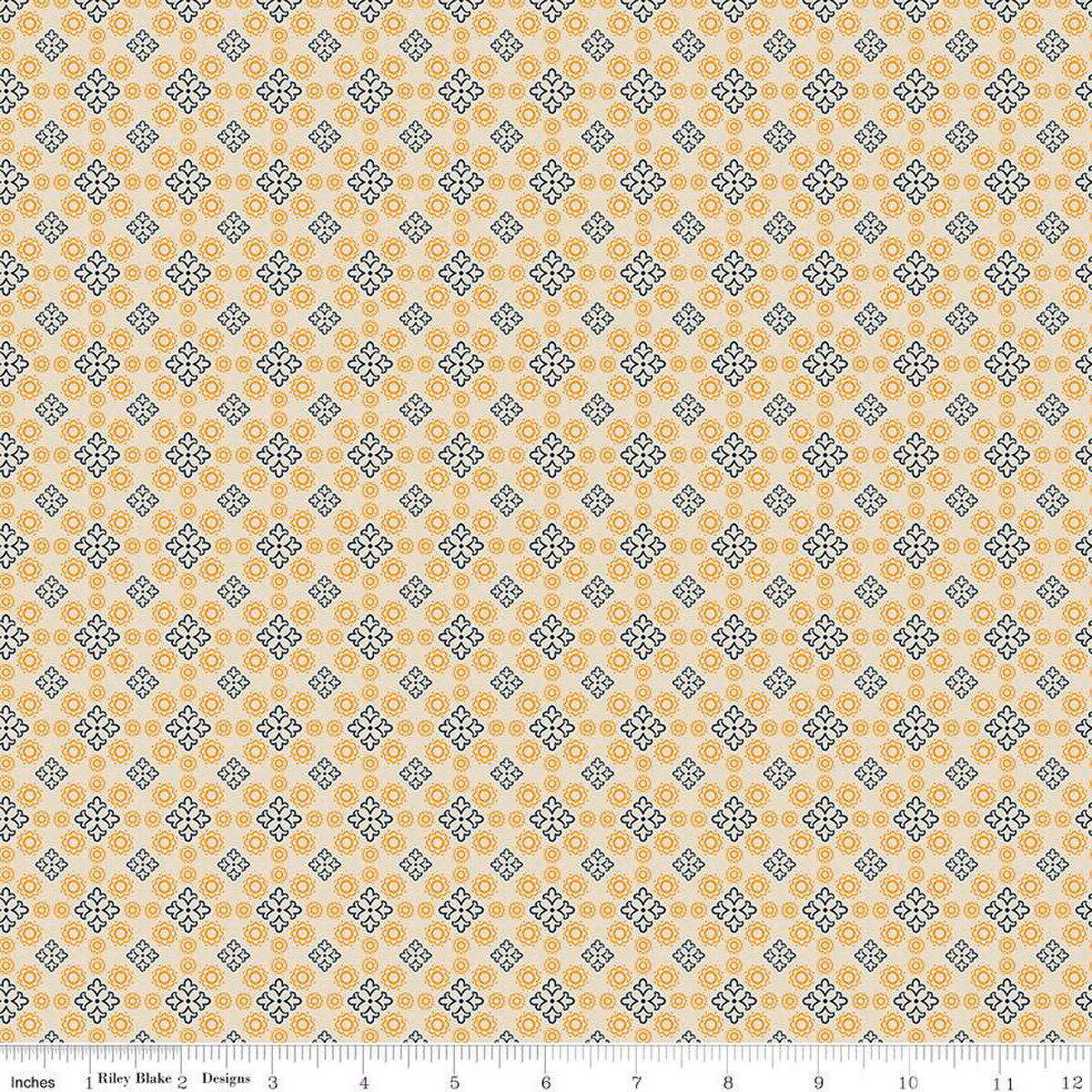 Fabric Riley Blake Cream Medallion Cheddar at Twilight by the Quarter Yard C15163-CREAM