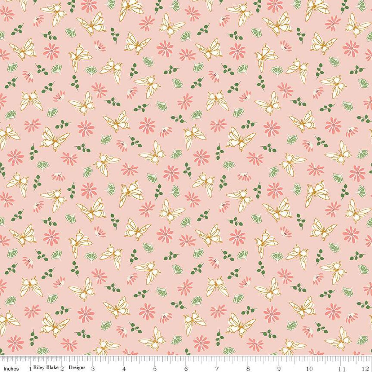 Fabric Riley Blake Peaches n Cream Flutter Flora Melody by the Quarter Yard C15143-PEACHES