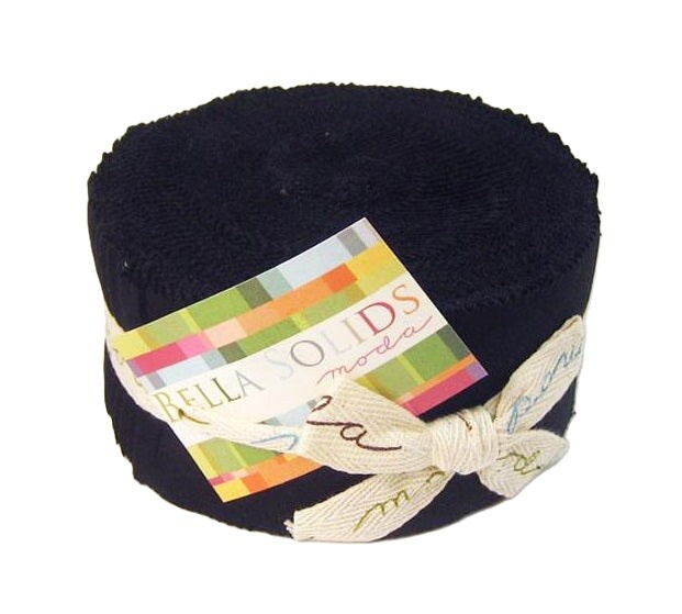 Fabric Moda Bella Solids Black 40pc 2.5x44" Jelly Roll 9900JR-99