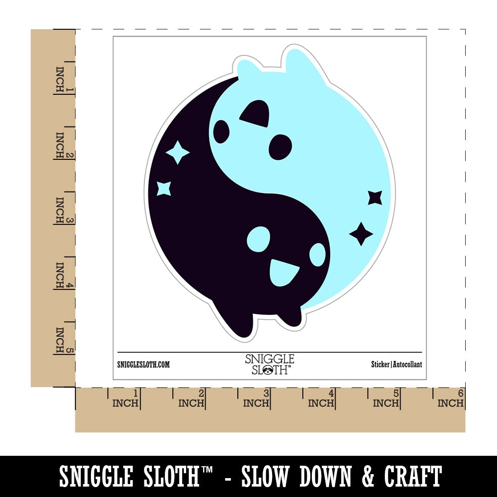 Mischievous Yin Yang Ghosts Cute Playful Waterproof Vinyl Phone Tablet Laptop Water Bottle Sticker Set - 5 Pack