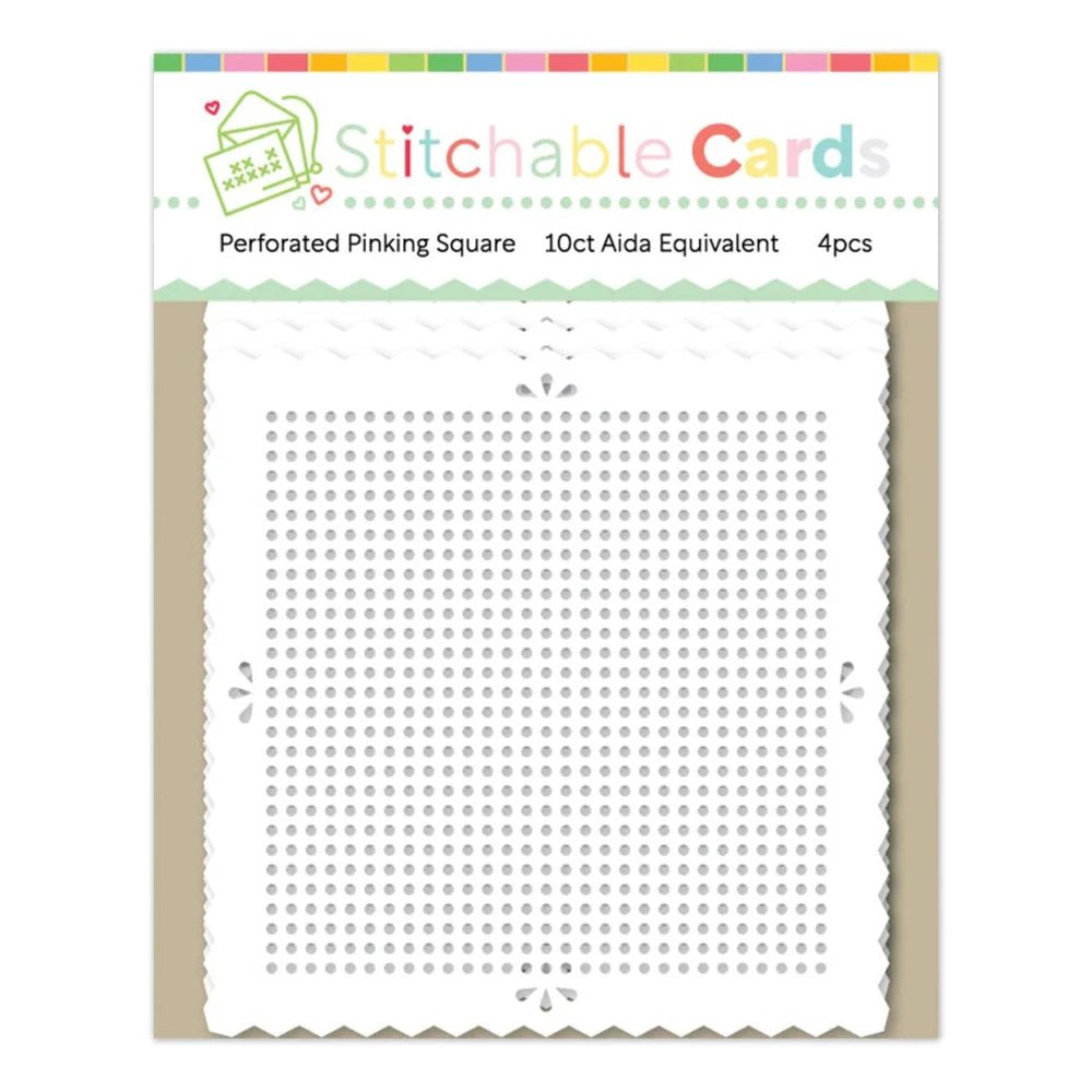 Waffle Flower Stitchable Cards - Perforated Pinking Square