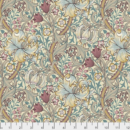 Fabric FreeSpirit Morris & Co. Dusk Golden Lily by the Quarter Yard PWWM028.DUSK
