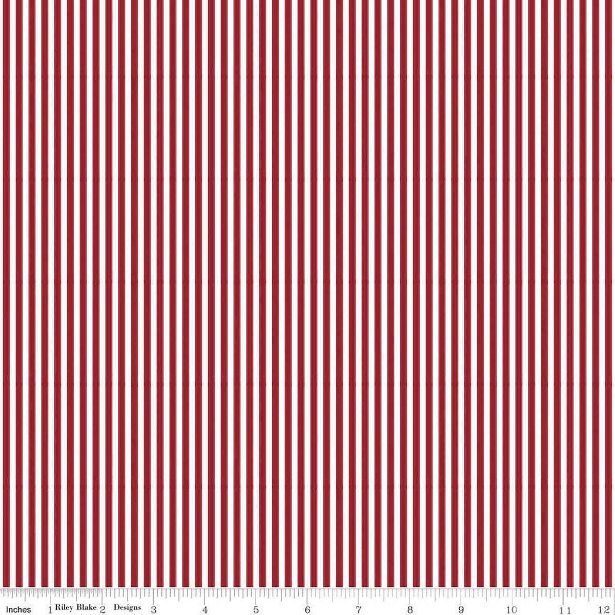 Fabric Riley Blake Basics White/Dahlia Red 1/8" Stripes by the Quarter Yard C495-DAHLIARED