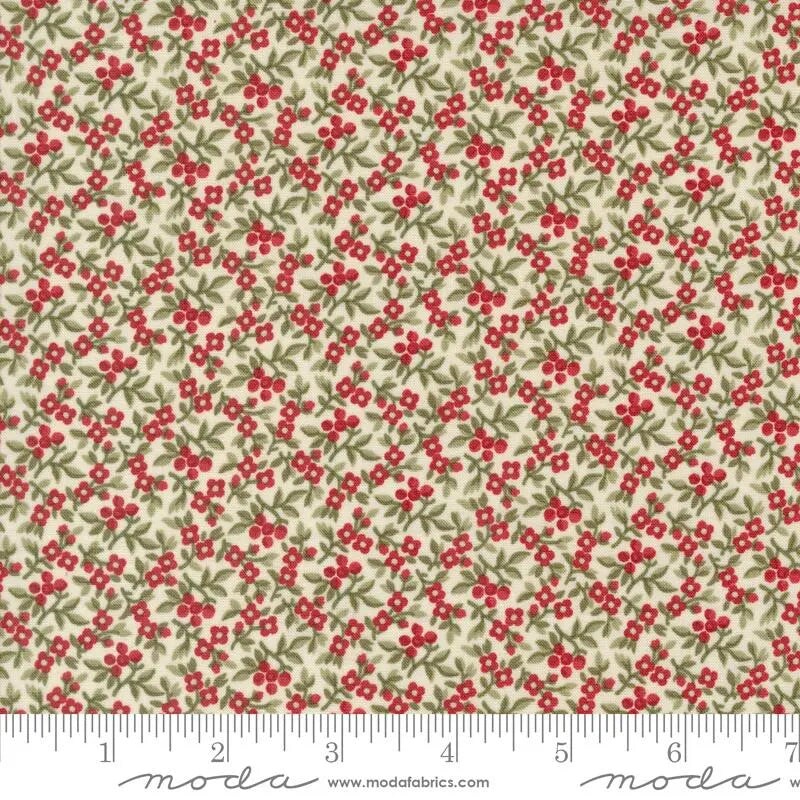 A Christmas Carol Snowflake Bountiful Berries Cream 44&#x22;/45&#x22; Fabric Per Yard