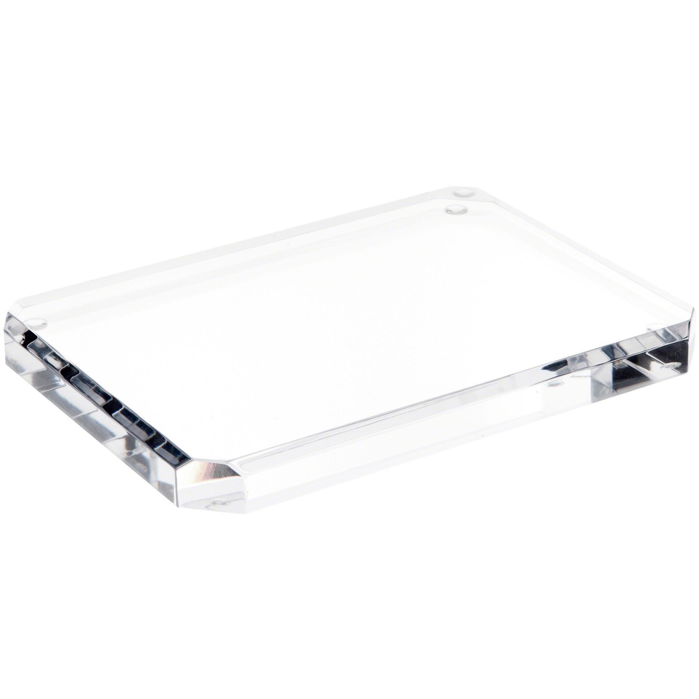 Plymor Clear Acrylic Beveled Corner-Cut Rectangular Display Base, 8" W x 6" D x 0.75" H