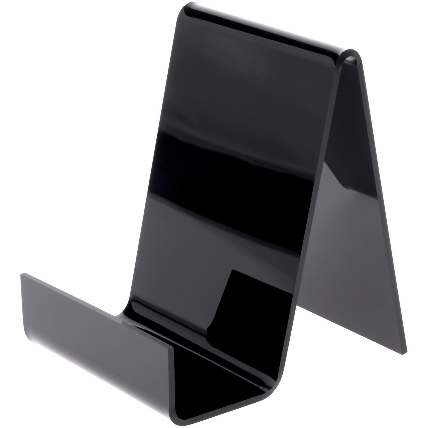 Plymor Black Acrylic Flat Back Display Easel With 2" Box Ledge, 5.5" H x 4" W x 5" D
