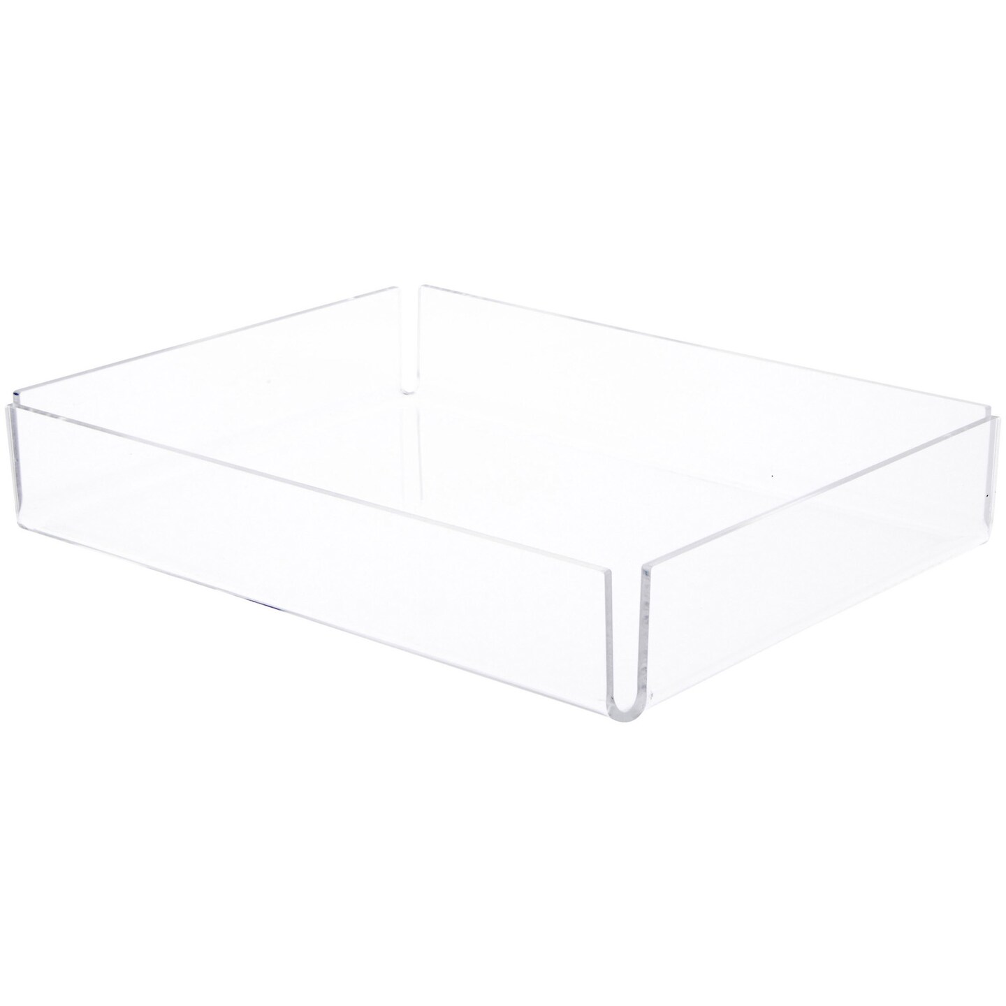 Plymor Clear Acrylic Open Corner Merchandise Display Tray, 9.5" W x 12.25" D x 2.125" H