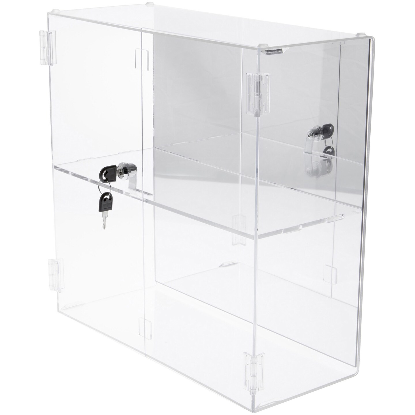 Plymor Clear Acrylic Rectangular Locking Display Case, 1 Shelf (Mirrored)