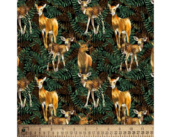 Deer Forest Cotton Fabric| By the Yard | Sewing and Crafting | 44 inches wide