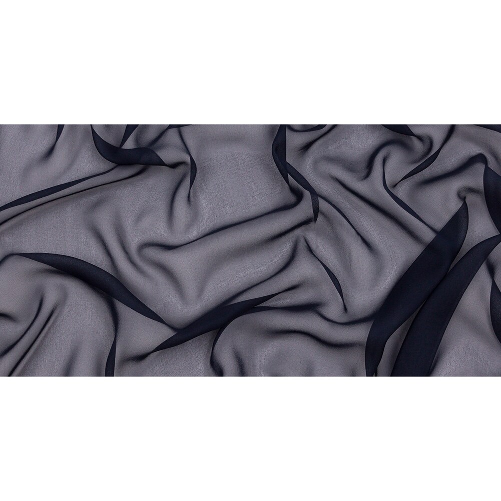 1 Yard Navy Silk Chiffon Lightweight Sheer Fabric for Bridal Dresses, 44 Inches Width