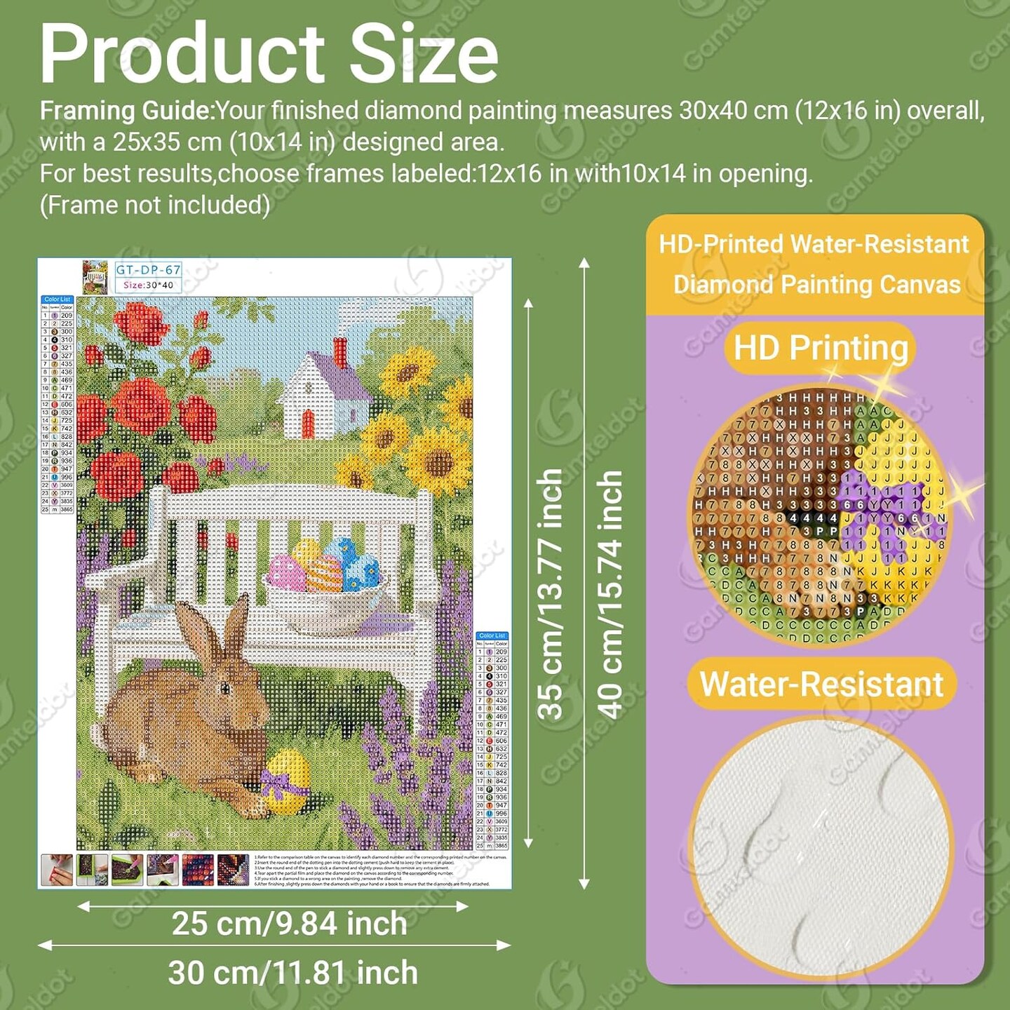 Easter Diamond Art Kit for Adults – 5D Full Drill DIY Easter Eggs & Rabbit Diamond Painting | Beginner-Friendly Gem Art Crafts 12×16 Inch