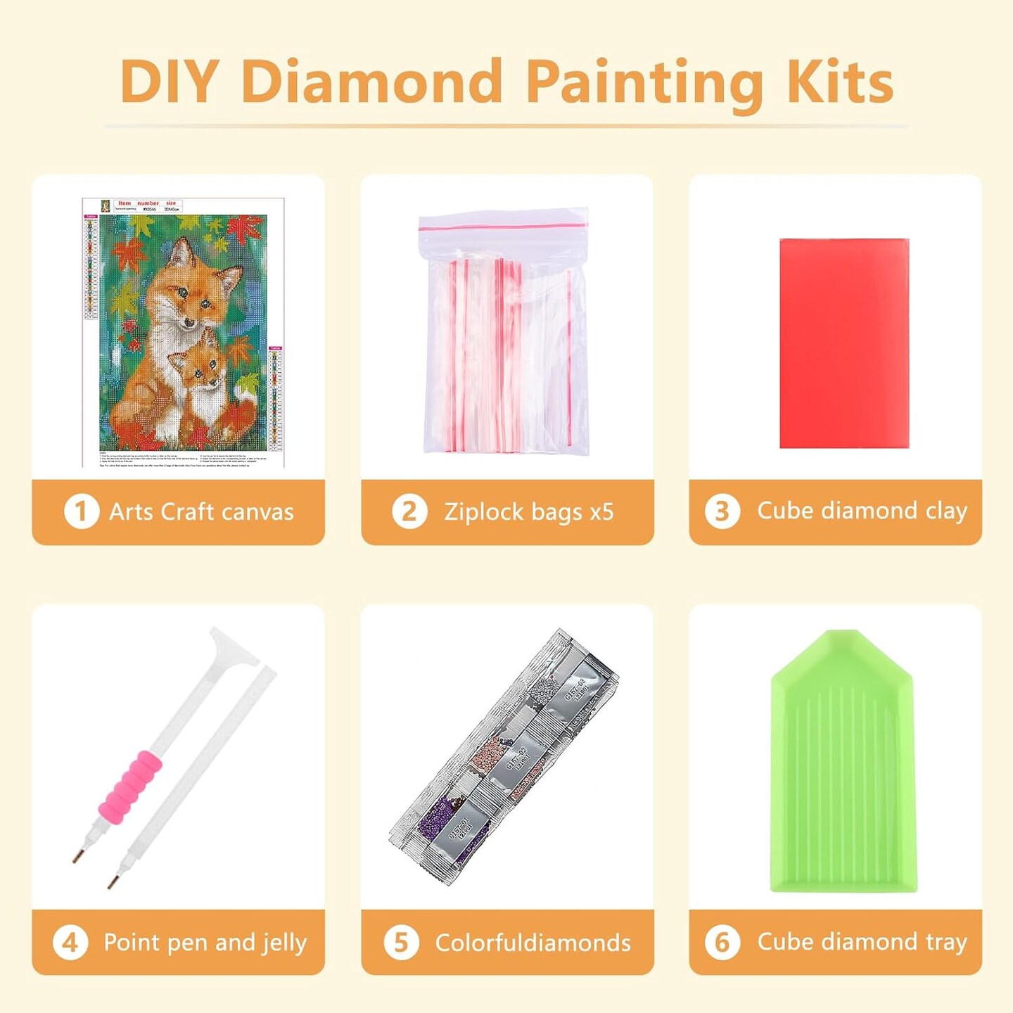 Fox Diamond Painting Kit 12x16 Inch – Full Round Drill 5D DIY Diamond Art for Adults & Beginners | Crystal Gem Art Home Wall Décor