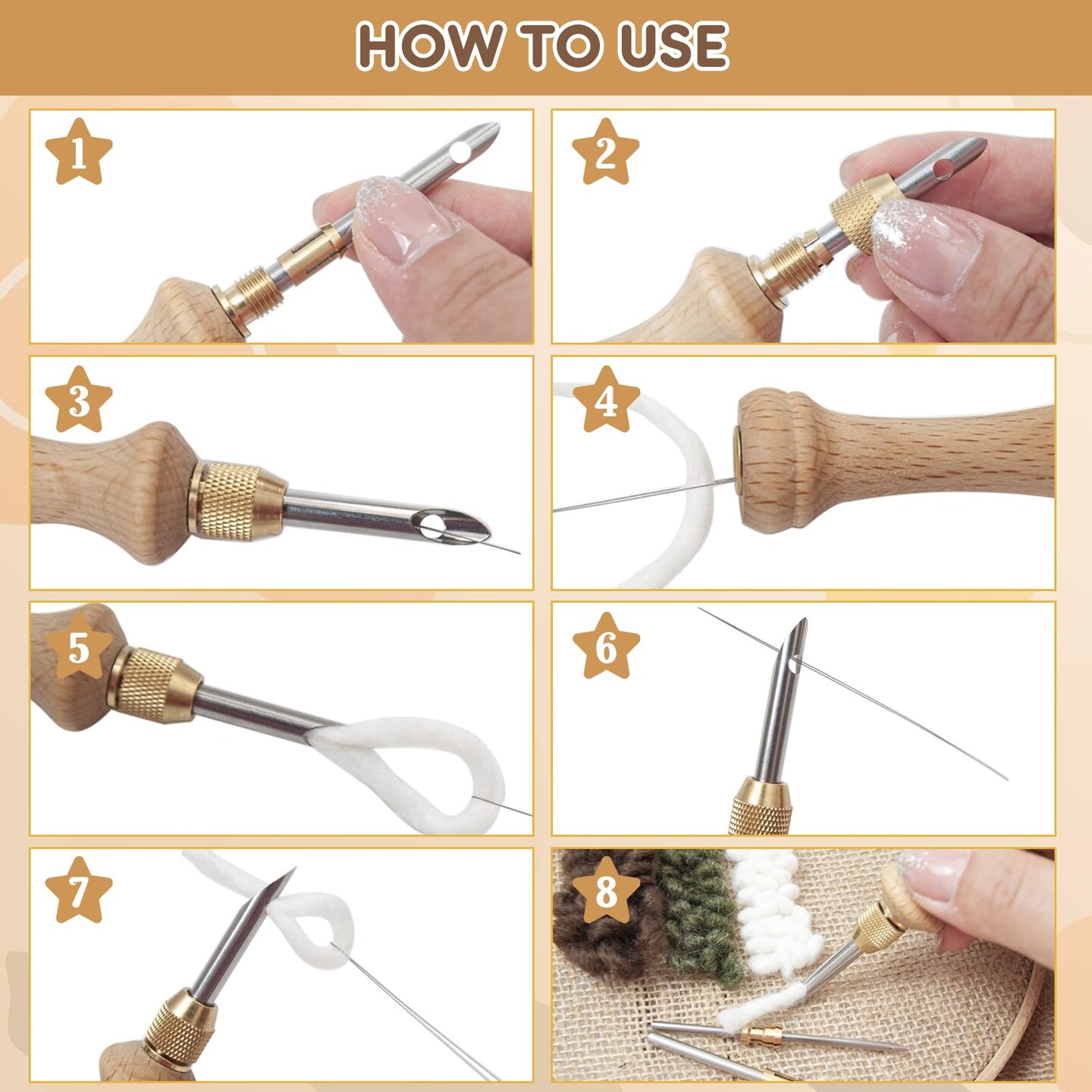 Punch Needle Kit with Storage Box,Adjustable Punch Needle Tool with 5 Different Metal Needles,Embroidery Punch Needle Set Adults Beginner for DIY Craft,Perfect for Decoration and Gifts