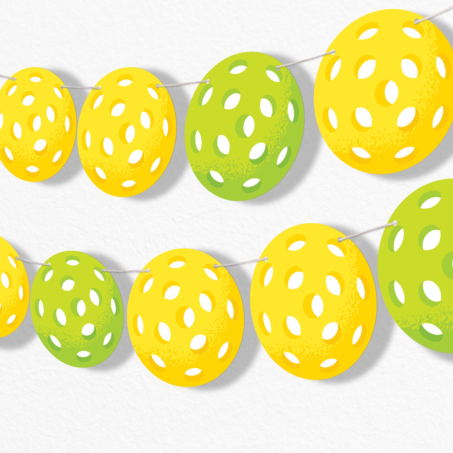 Big Dot of Happiness Pickleball Garland Banner, Let&#x27;s Rally Birthday or Retirement Party Decorations Banner, 30 Feet of Cord, 15 Double-Sided Pickleballs