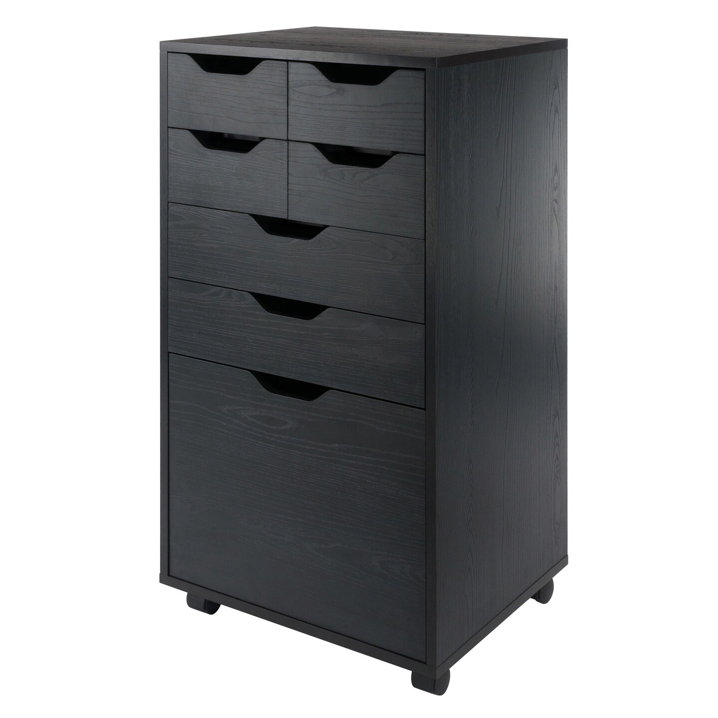 Contemporary Home Living Tall Mobile Cabinet Set with Storage Bins and Drawers - 36" - Black