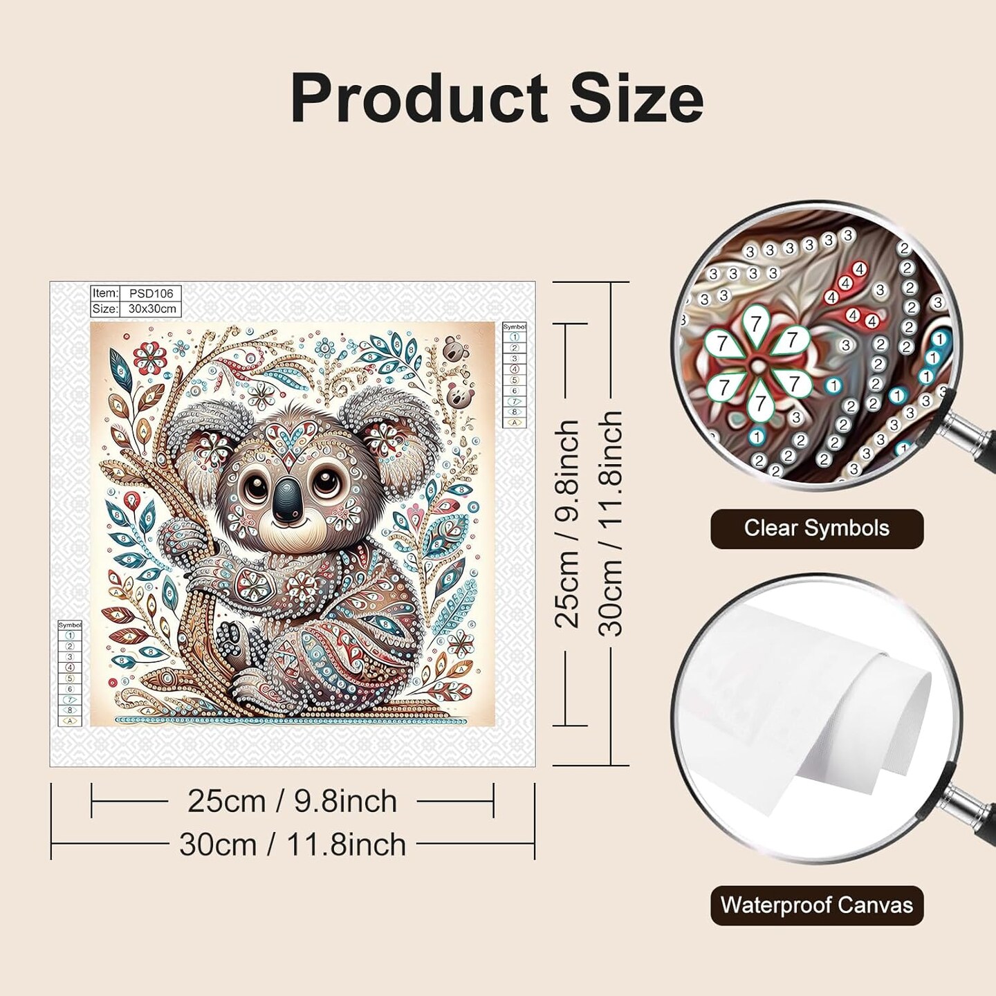 Diamond Painting Kits for Adults Koala, 5D Special Shape Diamond Art Kits for Beginners, Crystal Rhinestones Diamond Painting for Home Wall Decoration Gift 12&#xD7;12inch, Animal