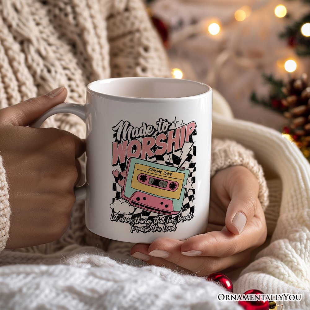 Made to Worship Christian Retro Mug, Psalm 150:6 Bible Verse Gift