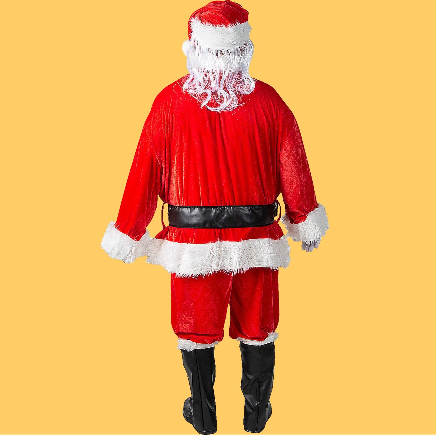Plus Size Mens Santa Suit Velour Jacket, Pants, Hat, Beard and Belt Set