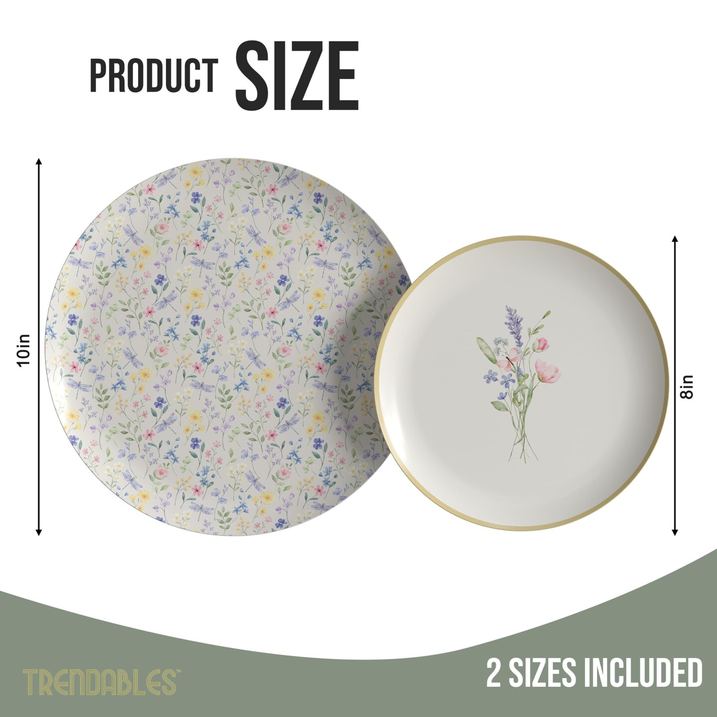 Earthtrends Heavy Duty Paper Plates for parties – Includes 8-Inch Paper Dessert Plates and 10-Inch Paper Dinner Plates – Disposable Floral Paper Plates for Parties, Weddings, Events, BBQs, Birthdays, Catering, Holidays – Elegant Tableware Set