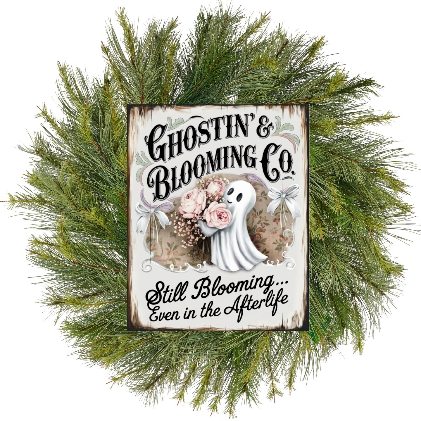Ghostin Blooming Co Halloween Sign