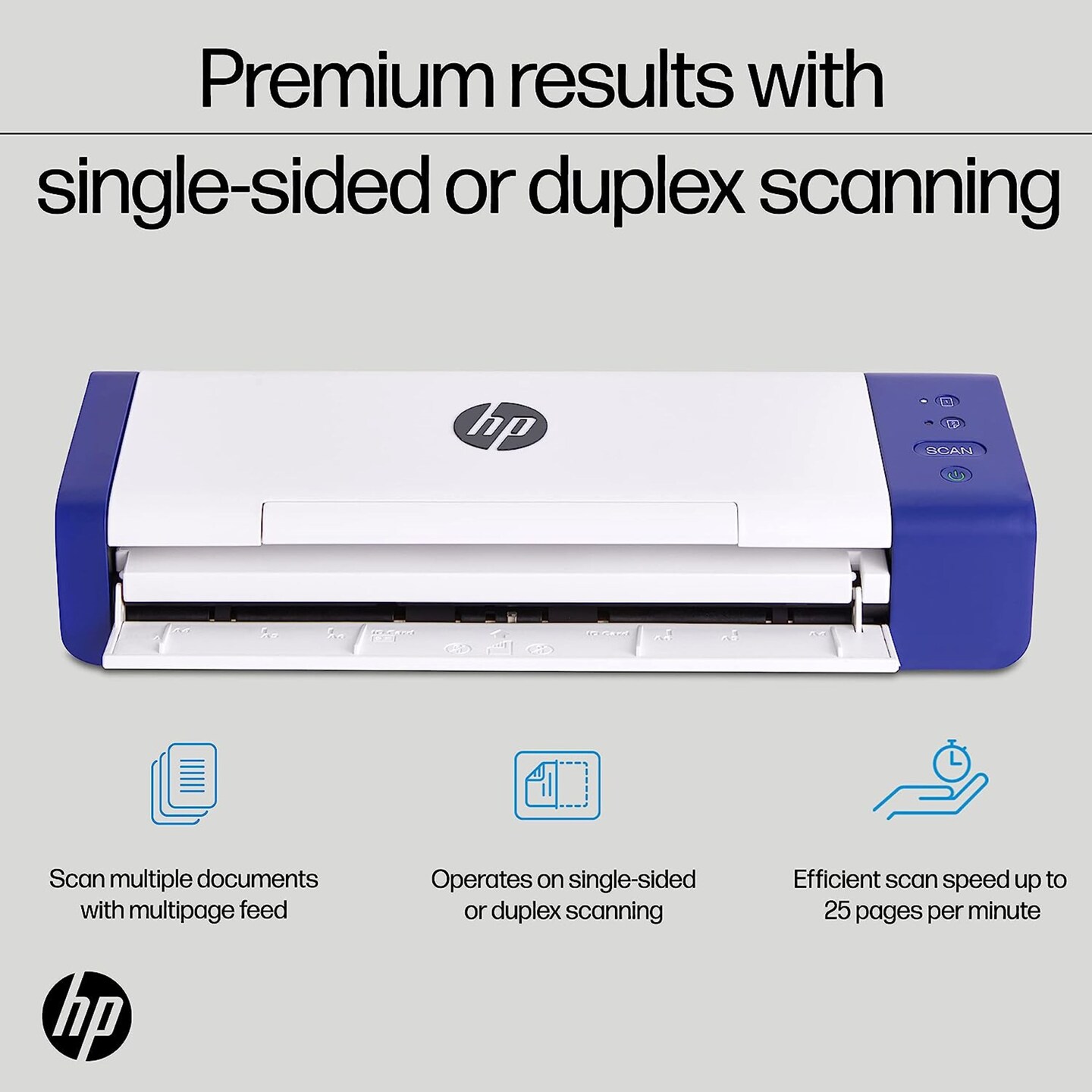 HP Desktop Scanner, Compact Duplex Document Scanner with Feeder, Portable Mobile Scanner, HPPS200