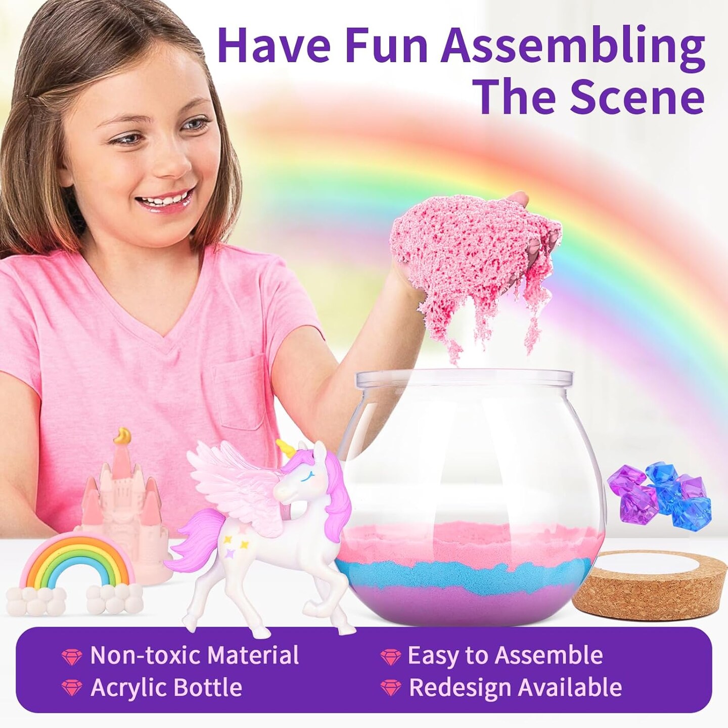 Unicorn Gifts for Girls 4-12 Years Old, Unicorn Crafts Kit for Kids, Light Up Unicorn Decoration with Remote Control - Arts and Crafts for Kids, Birthday Gifts Toys for Girls Age 4 5 6 7 8 9 10 11 12