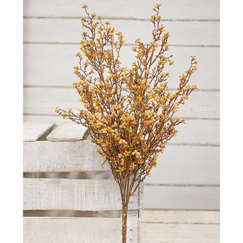 Earth-tone Star Flower Berry Bush with Delicate Plastic Flowers