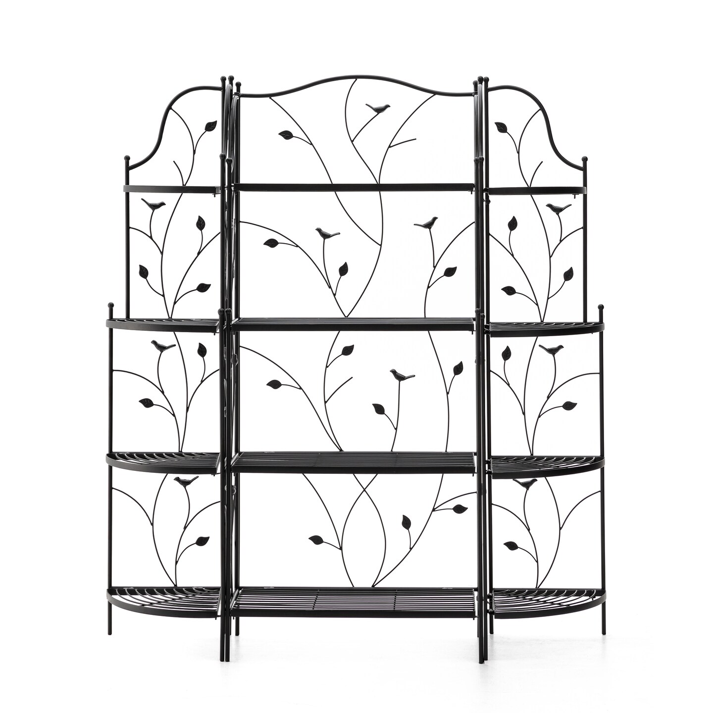 4-Tiers Multifunctional Metal Plant Shelving Bakers Rack Planter Stands Flower Pot Shelf One-step Fordable Design