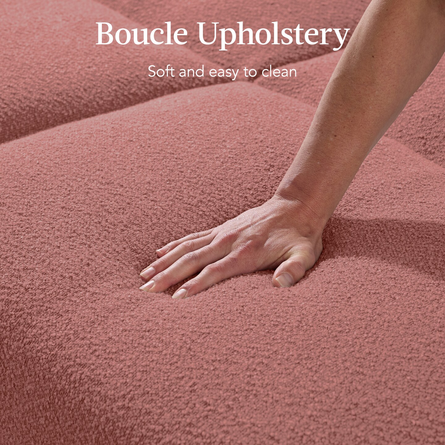 Best Choice Products Curved Convertible Futon, Boucle Fabric Split-Back Sleeper Bed