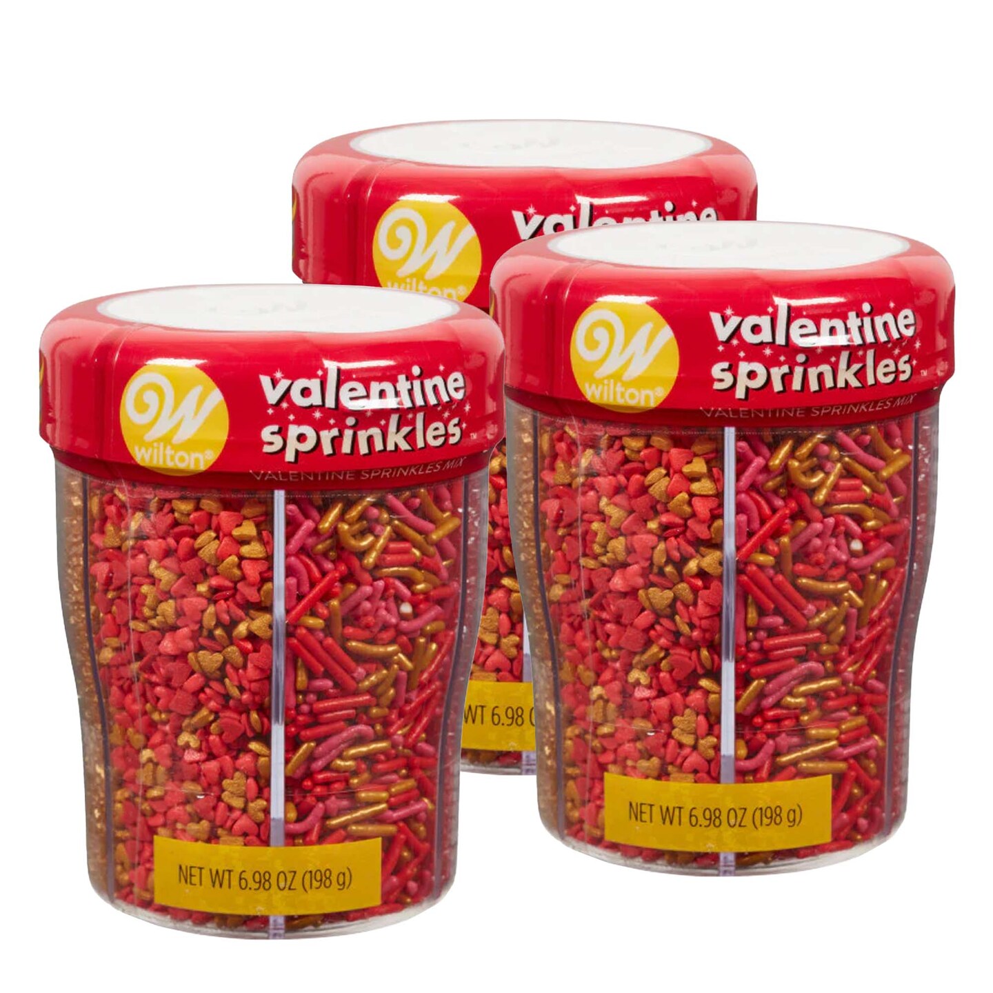 Wilton 6 Cell Metallic Valentine&#x27;s Day Sprinkles Mix 6.98 oz.