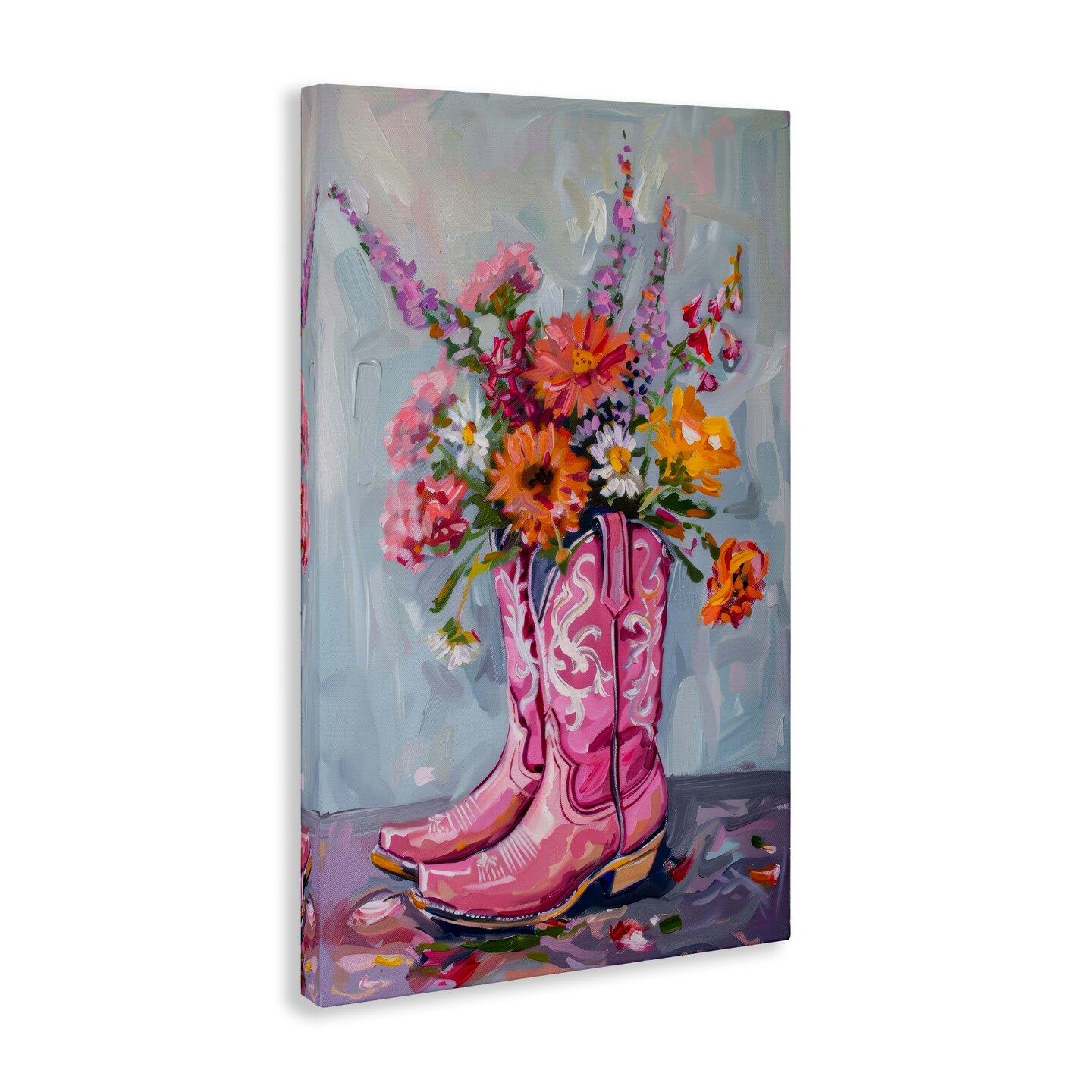 Stupell Industries Floral Cowboy Boots Canvas Wall Art Design by Petal Prints Design