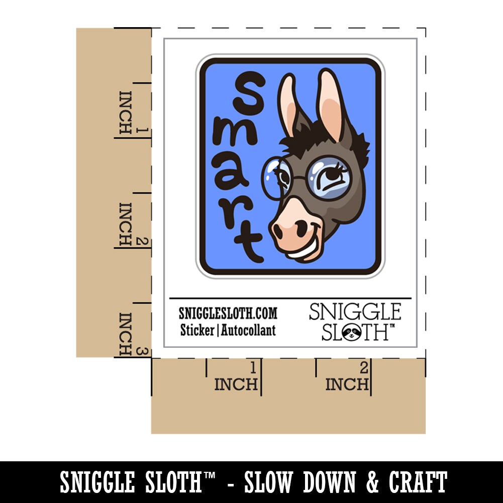 Smiling Smart Donkey with Glasses Waterproof Vinyl Phone Tablet Laptop Water Bottle Sticker Set - 5 Pack