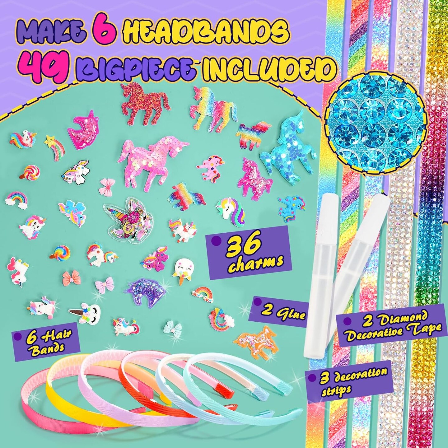 Hair Accessories for Girls: Headband Making Kit Girls Toys Age 6-8 Arts And Crafts For Girls Ages 4-8 8-12, DIY Hair Accessories Set Toys for 4 5 6 7 8 9 10 11 Year Old Girls Birthday Xmas Gift
