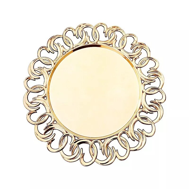 6 Metallic Gold 13" Round Plastic CHARGER PLATES Entwined Swirl Rim Party Events