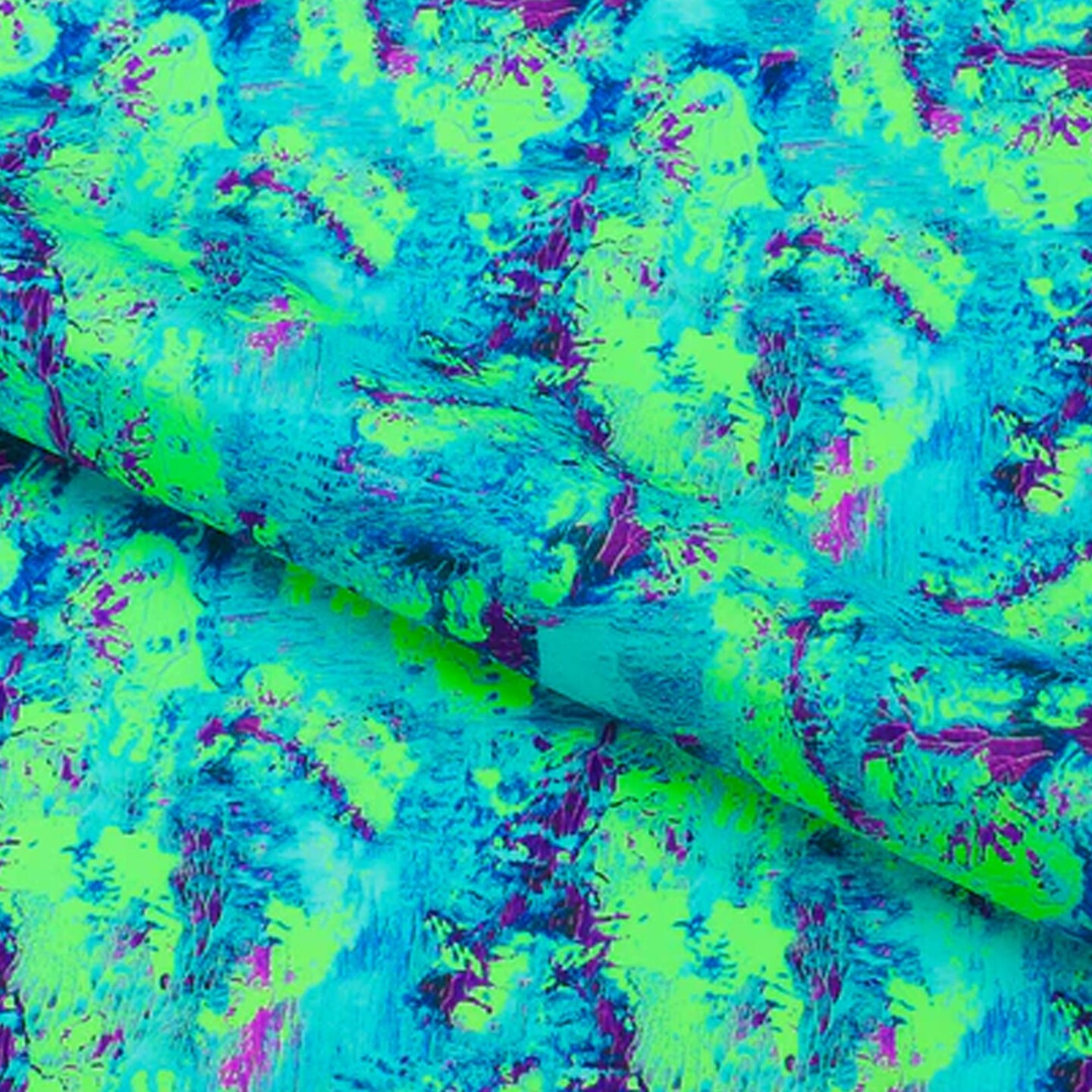 82% Nylon & 18% Spandex Neon Lakes Printed Spandex Fabric 55/56” Width