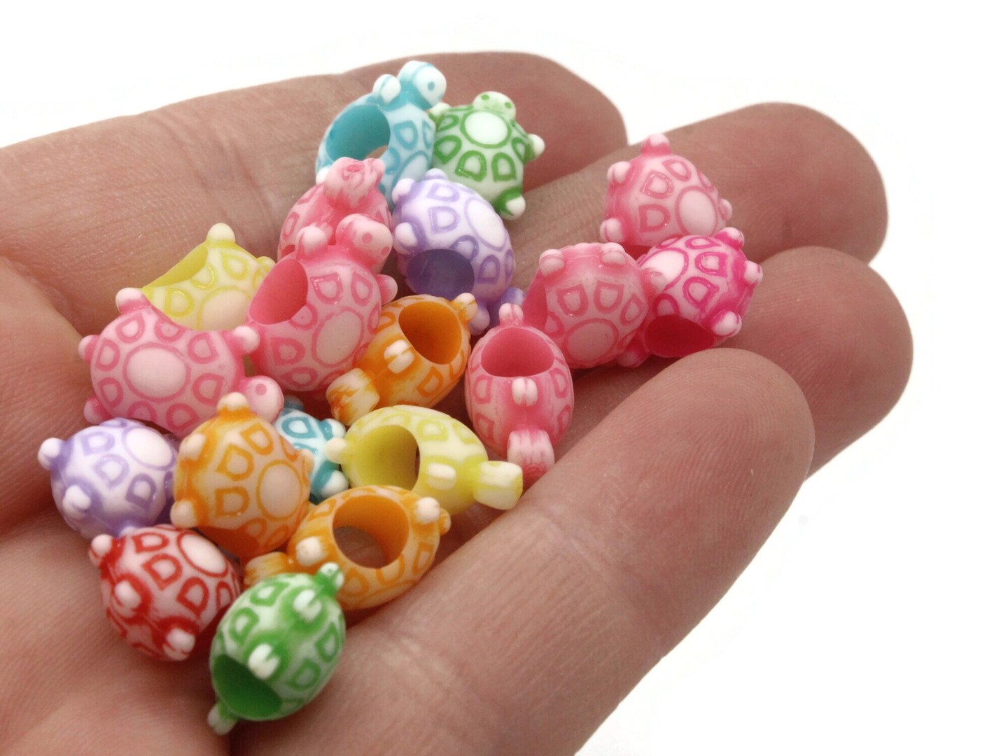 75 14mm Assorted Colors Large Hole Turtles Plastic Beads bI1