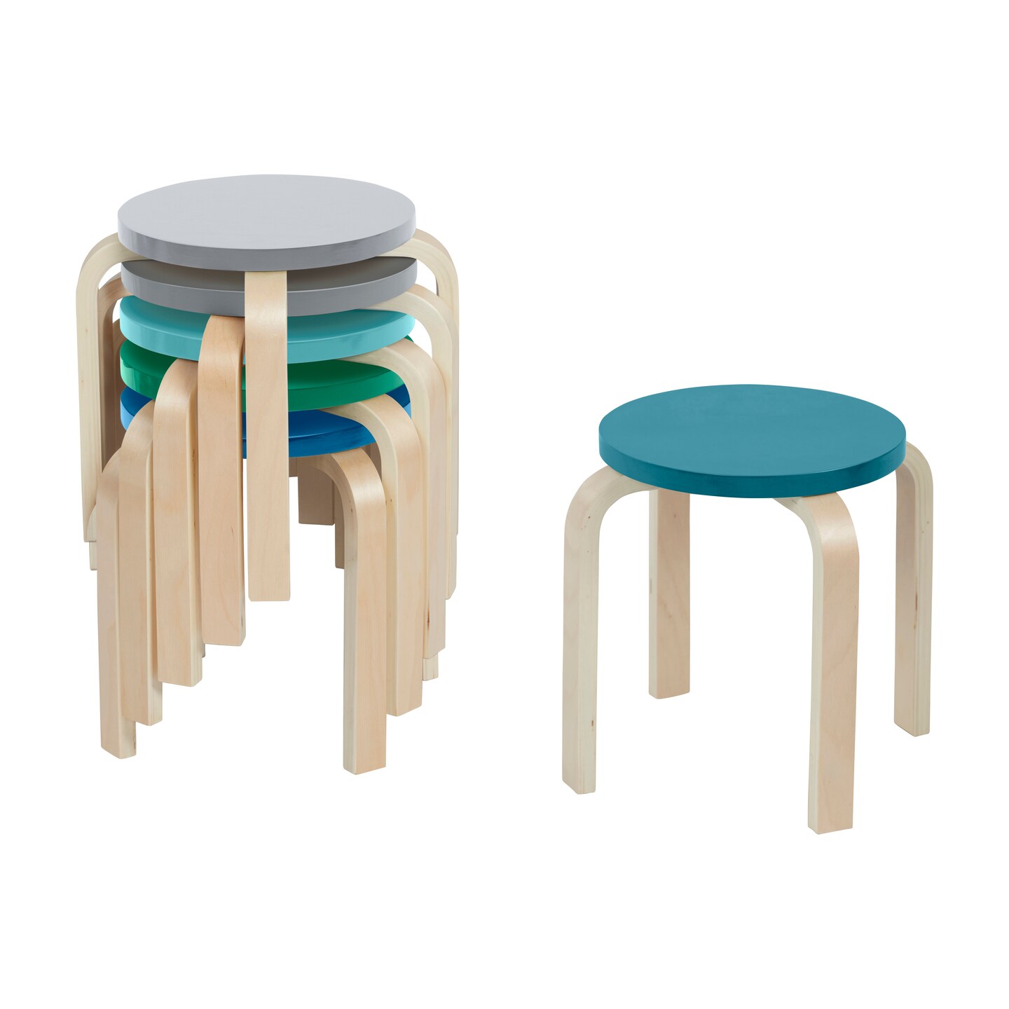 Bentwood Stackable Stools, Classroom Furniture, 6-Piece