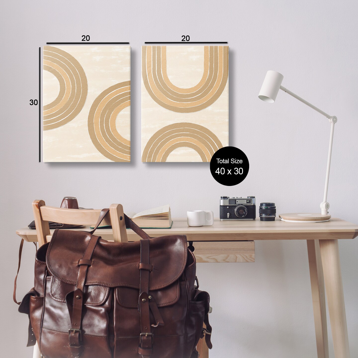 Stupell Industries Neutral Beige Rainbows 2 pc Canvas Wall Art Set Design by Martina Pavlova