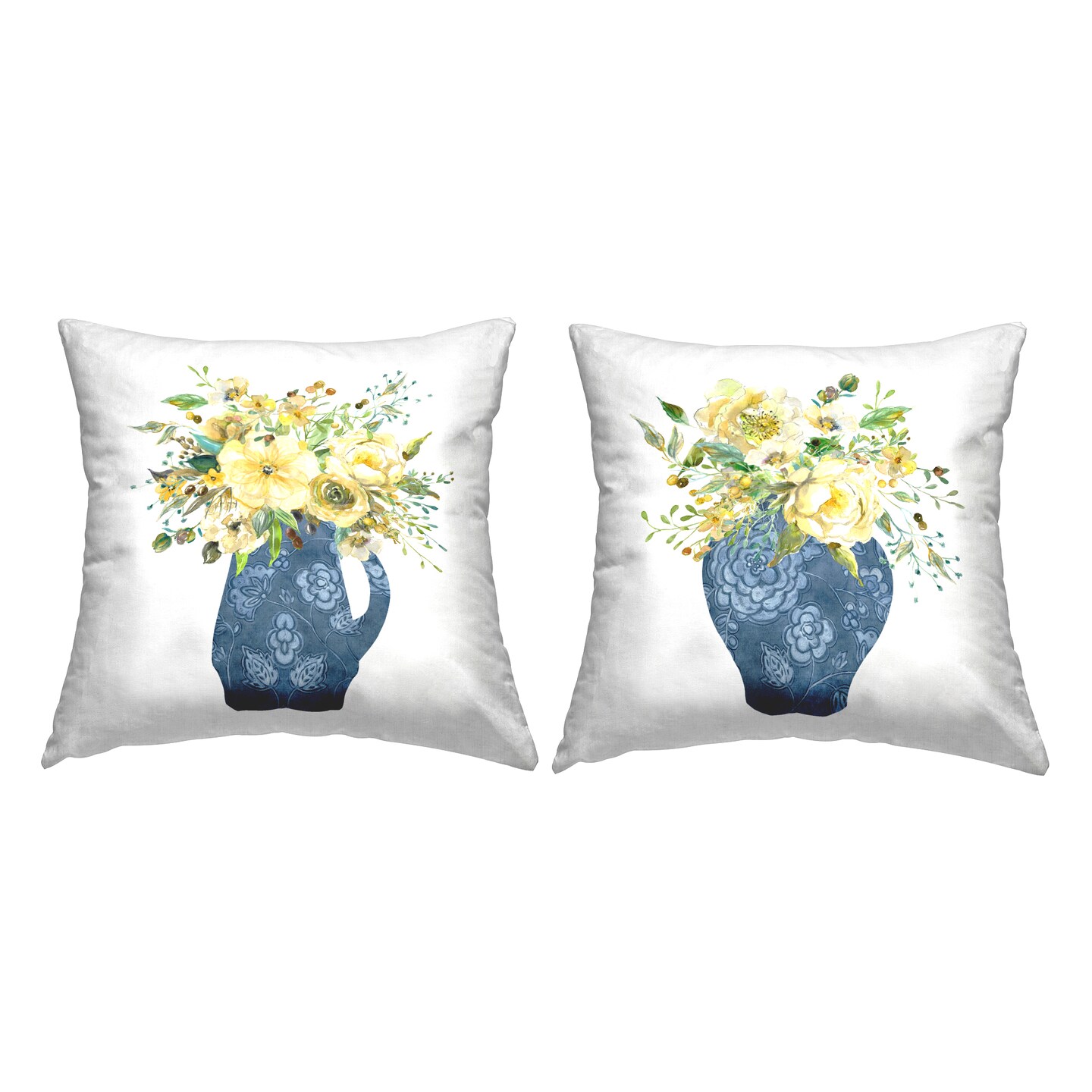 Sunny Chinoiserie Bouquets 2 PC Decorative Printed Throw Pillow Set Design by Carol Robinson, 18 x 7 x 18