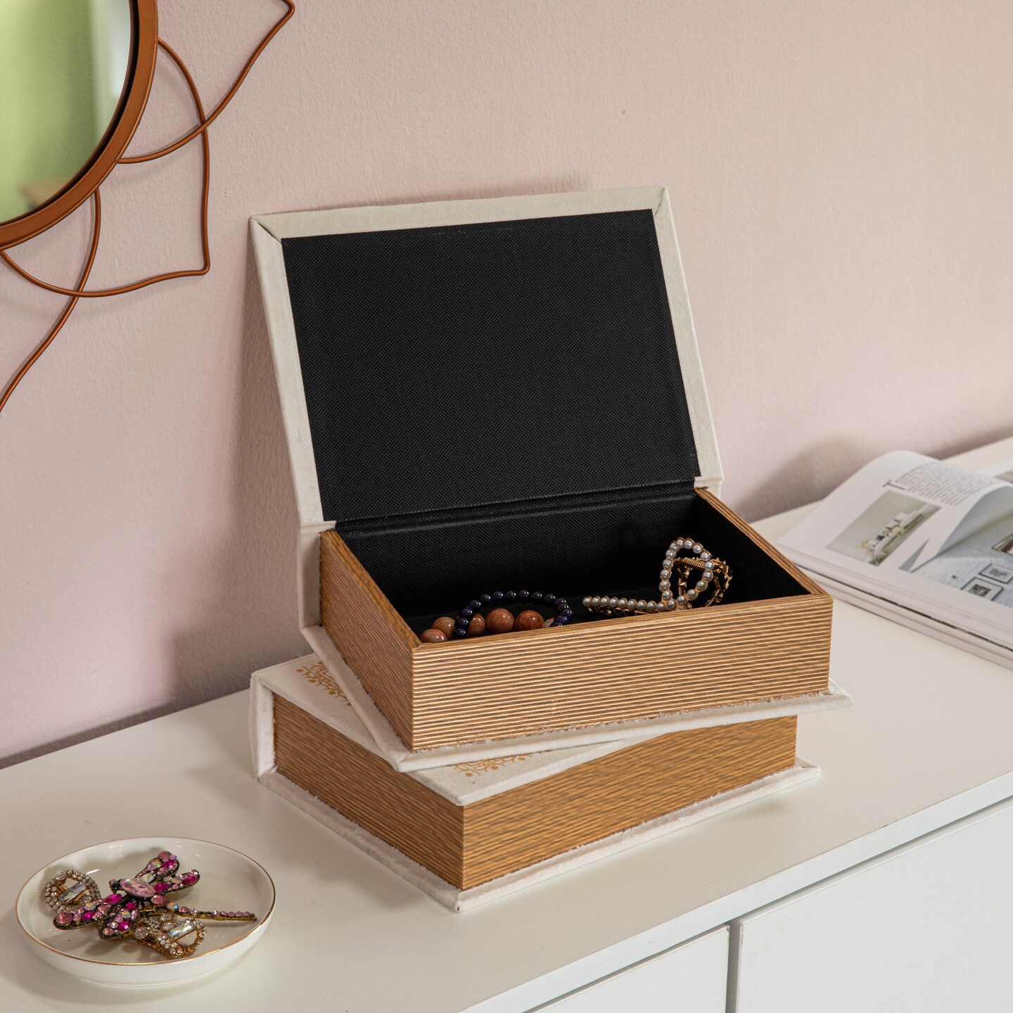 Vintiquewise Set of 4 Vintage Book Design Decorative Boxes – Wedding Card Boxes, Keepsake Boxes, Craft Storage, Jewelry Organizers, Safe Boxes, Table Decor, or Simply as Decorative Storage