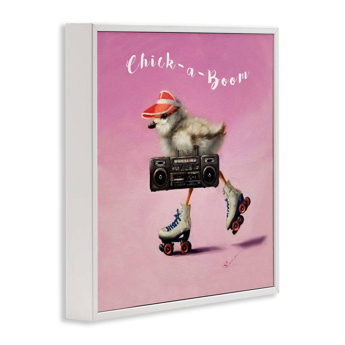 Stupell Industries Chick-A-Boom Boombox Bird Framed Giclee Wall Art Design by Lucia Heffernan