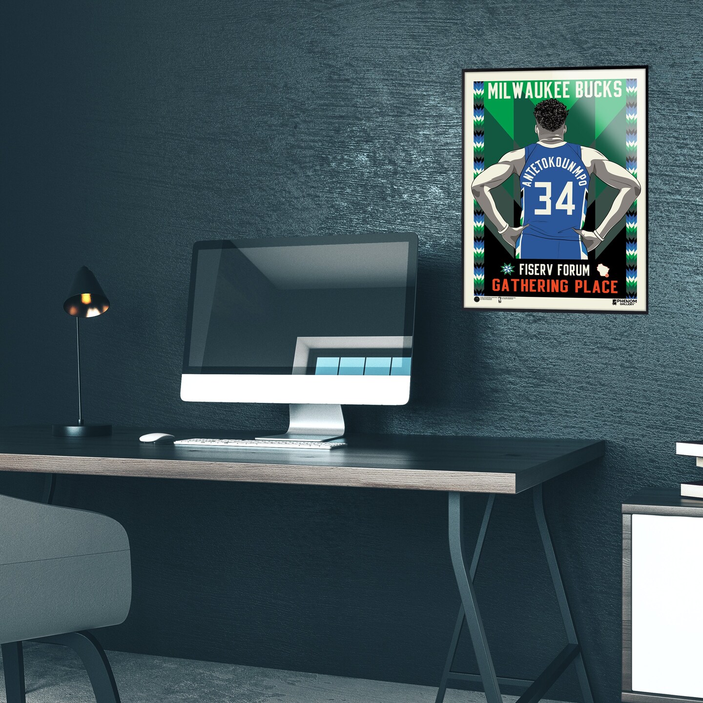 Phenom Gallery Milwaukee Bucks City Edition 18&#x22; x 24&#x22; Deluxe Framed Serigraph
