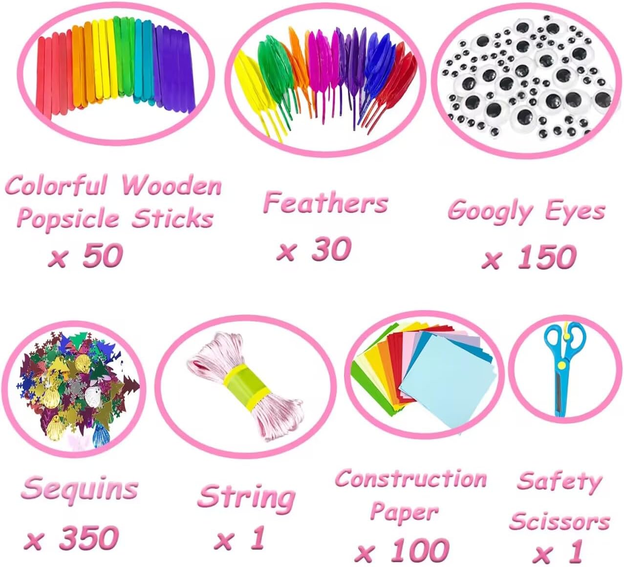 Arts and Crafts Supplies for Kids DIY Craft Kits Art Supplies Materials Kids Crafts Set with Pipe Cleaners Craft Box Preschool Homeschool Toys Gift for Kids Boys and Girls Age 4 5 6 7 8