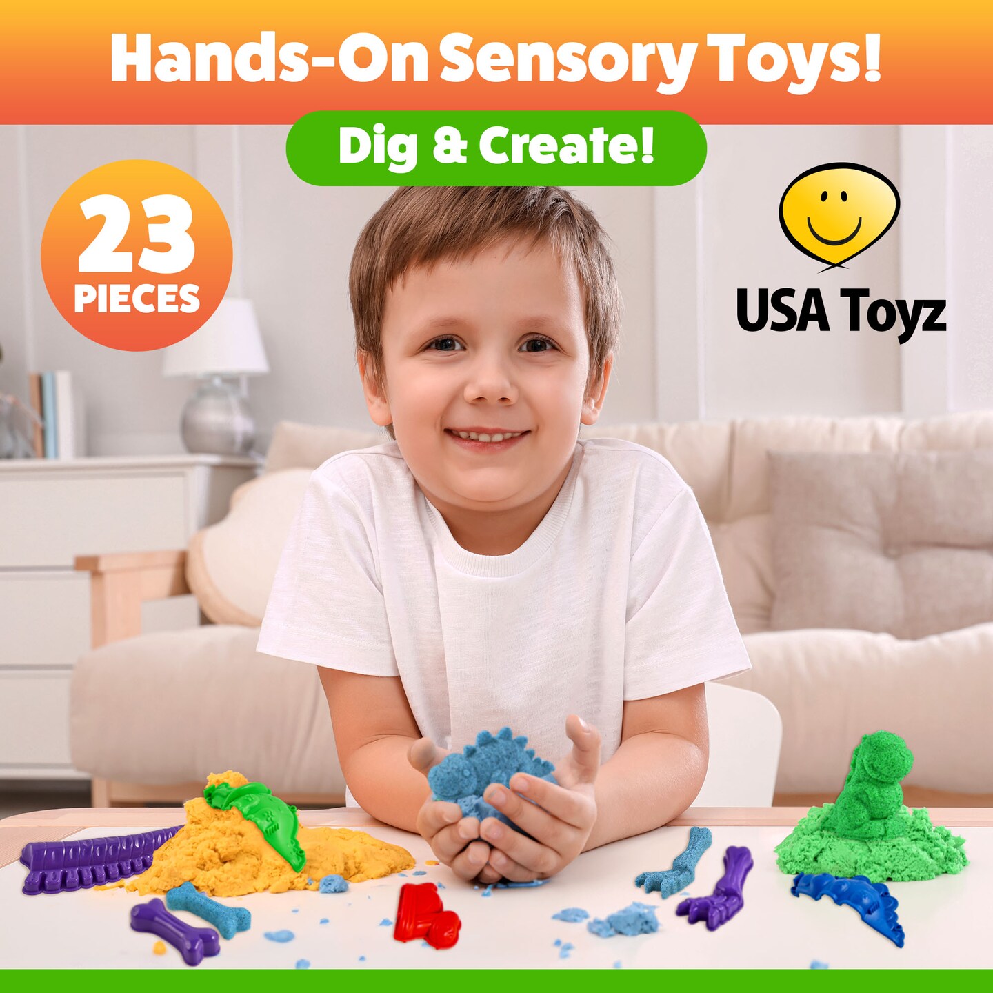 USA Toyz Dinosaur Sand Molds Beach Toys for Kids- 23pk