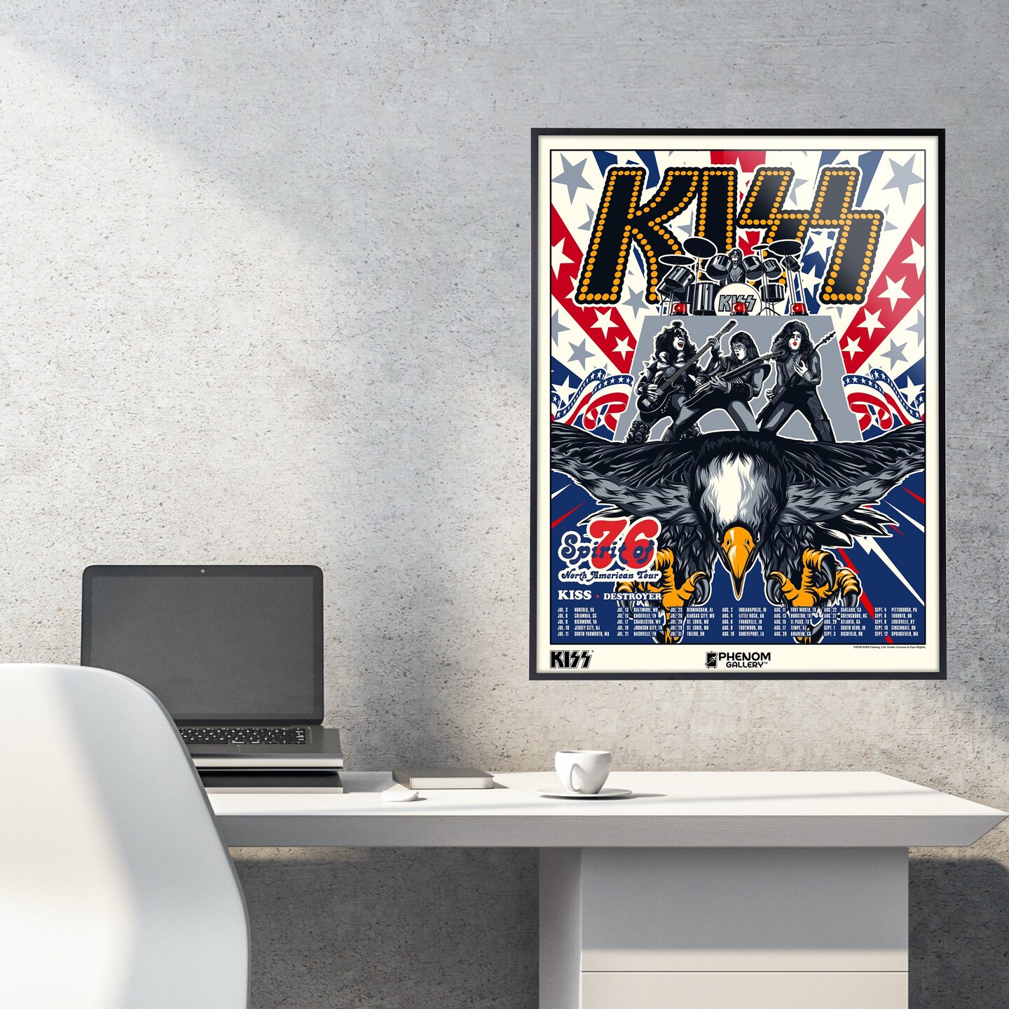 Phenom Gallery KISS Spirit of &#x27;76 North American Tour Deluxe Framed 18&#x22; x 24&#x22; Serigraph Print