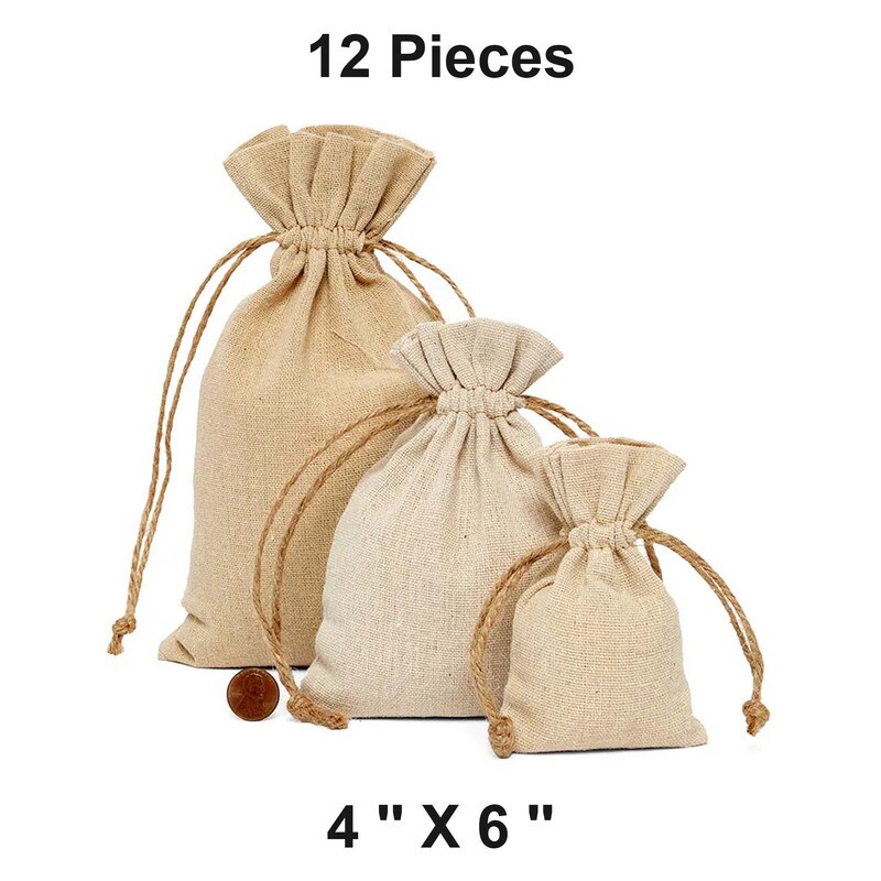 Linen Bag with Hemp Cord 4&#x27;&#x27; X 6&#x27;&#x27; Durable
