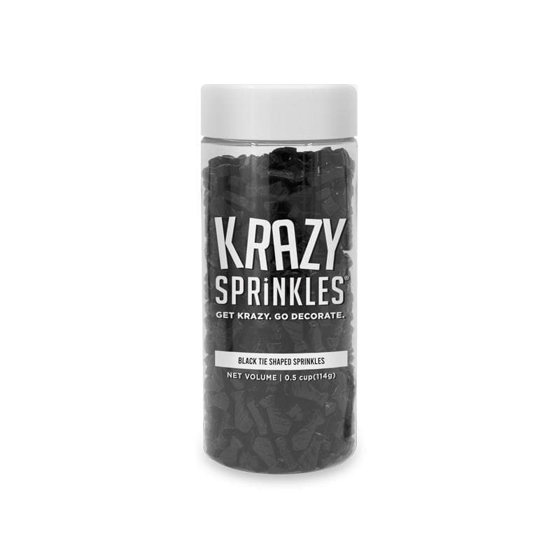 Krazy Sprinkles - Black Ties (1/2 Cup, 1x Jar) for Cakes, Ice Cream & Cookies
