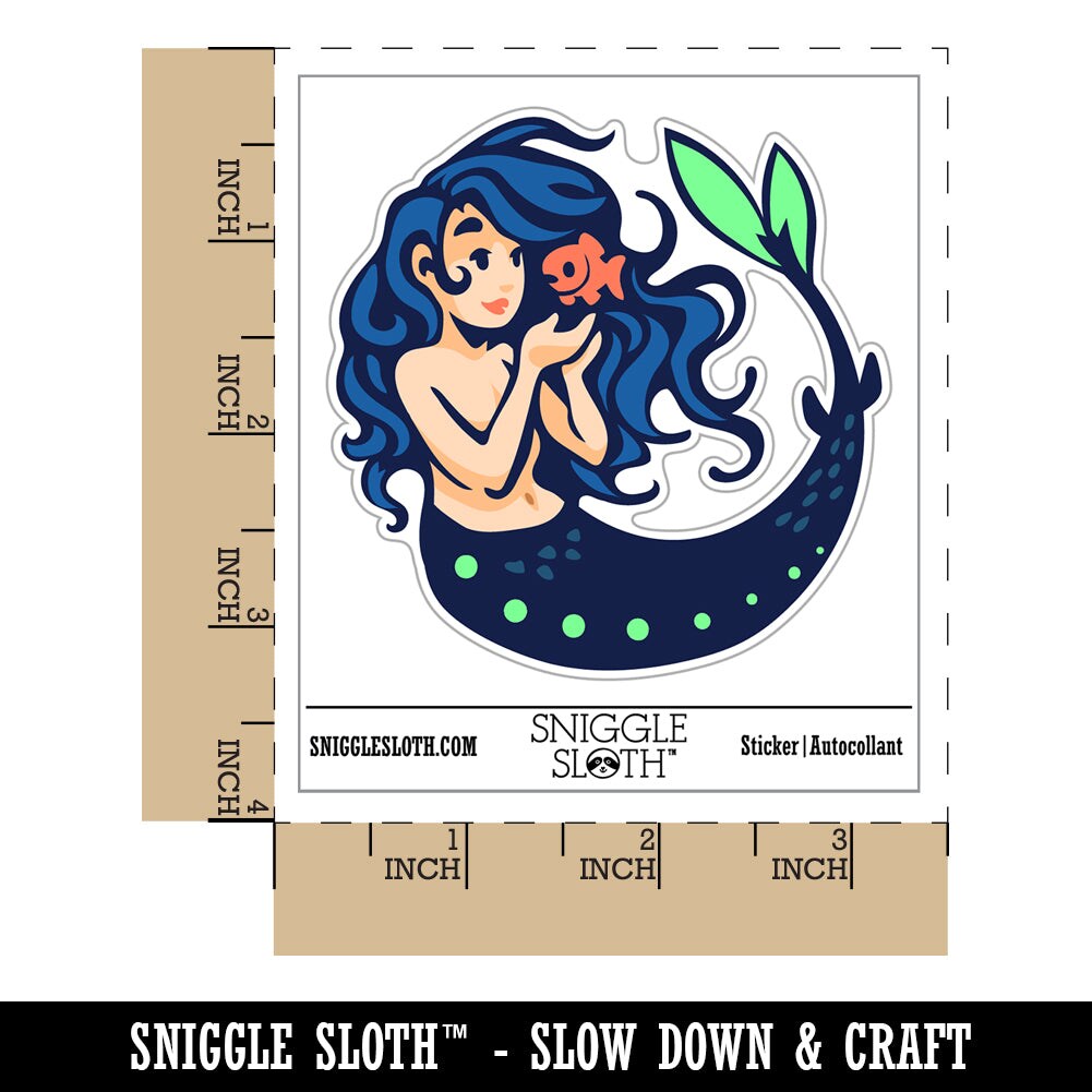 Mermaid and Fish Friend Waterproof Vinyl Phone Tablet Laptop Water Bottle Sticker Set - 5 Pack