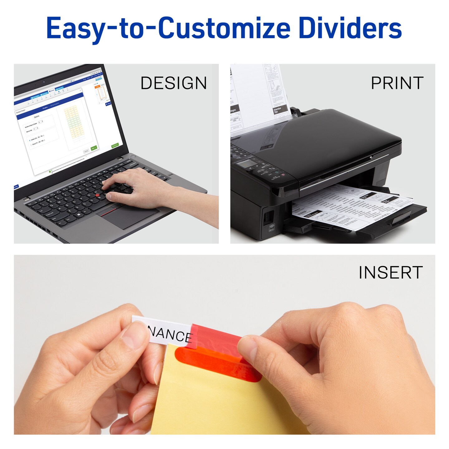 Avery Insertable Dividers for 3 Ring Binders, 5-Tab Sets, Multicolor Divider Tabs, Great for Organizing Projects, Reports, Finances, and More (12-Pack of 81000)